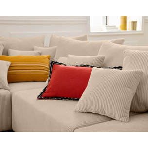 Edinburg - canapé modulable panoramique 8 places - en velours côtelé - Beige