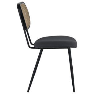 Lot de 2 chaises en cannage et tissu boucle gris ELENA