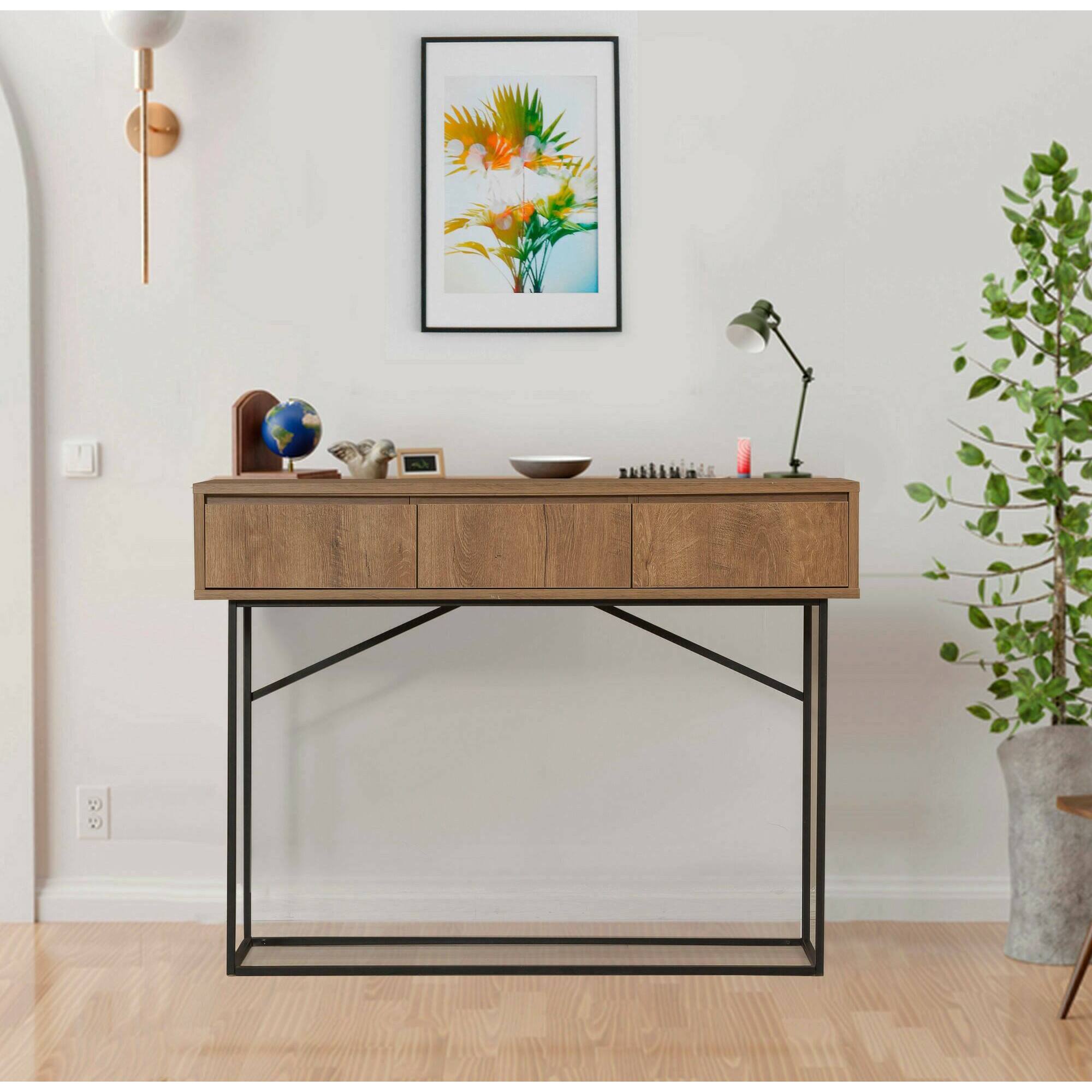 Credenza Dbonfant, Buffet da soggiorno, Madia da salotto, Dispensa da cucina, 120x36h90 cm, Noce e Nero