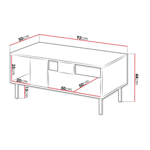 Timote - table basse - avec niche de rangement - écru - 1 niche - 92 cm - Écru