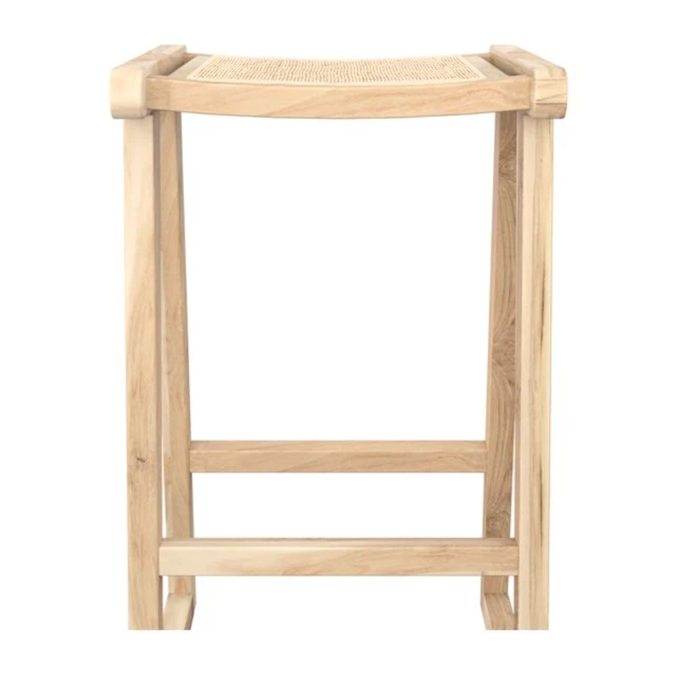 Tabouret pour îlot central 66 cm en teck et rotin naturel - Haida