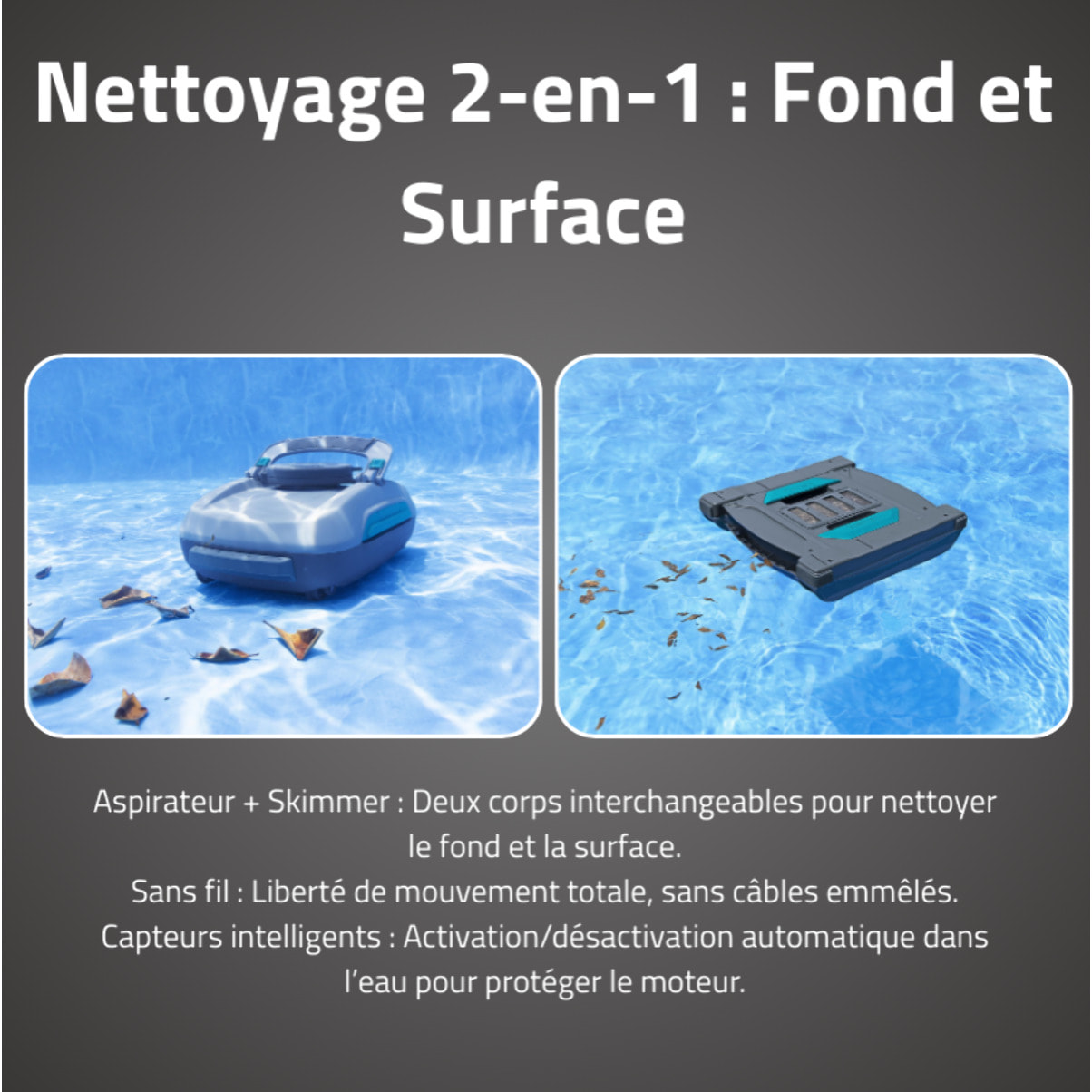 Bestway Robot piscine sans fil AquaTronix Pro G300 nettoyage fond plat 50 m² max