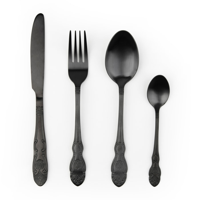 Set 24 Posate Excelsa – Baroque, Acciaio Nero