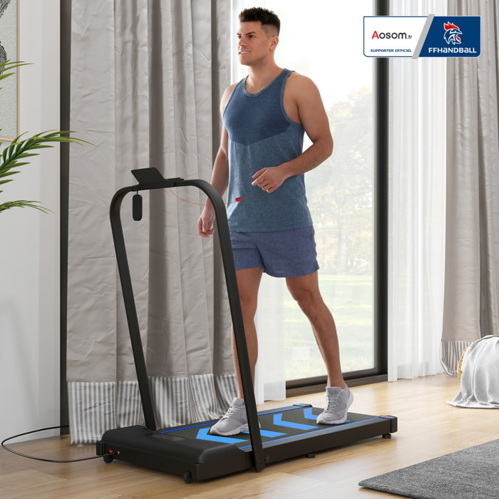 Tapis de course pliable - tapis de marche 6 Km/h max. 370 W - collaboration Aosom.fr x FFHandball - orange noir