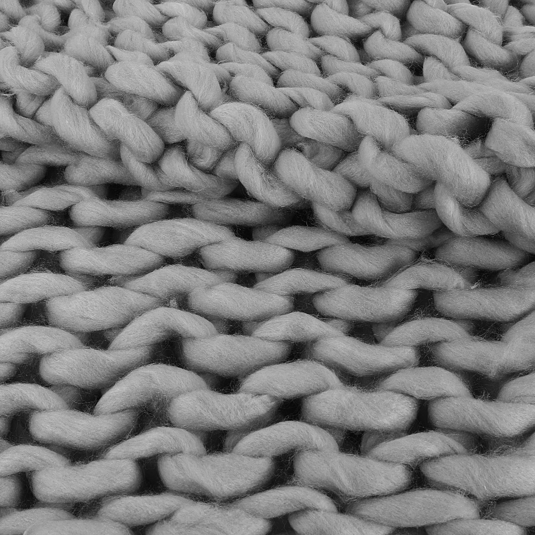 Plaid - HOME DECO FACTORY - Grosse Maille - Chunky - Gris