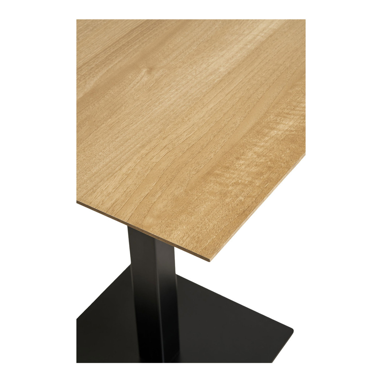 Tavolo bar Fano in melamina naturale con base in metallo nero 70x70x75 cm