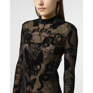 PHILIPP PLEIN Open Back Maxi Dress Flock Butterfly Tattoo