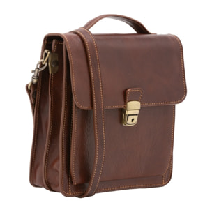 Borsa a tracolla uomo in vera pelle - Modello False - Made in Italy - 26.0 x 23.5 x 9.0 cm