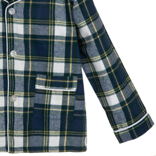 PIGIAMA BABY in flanella scozzese verde, blu e bianco