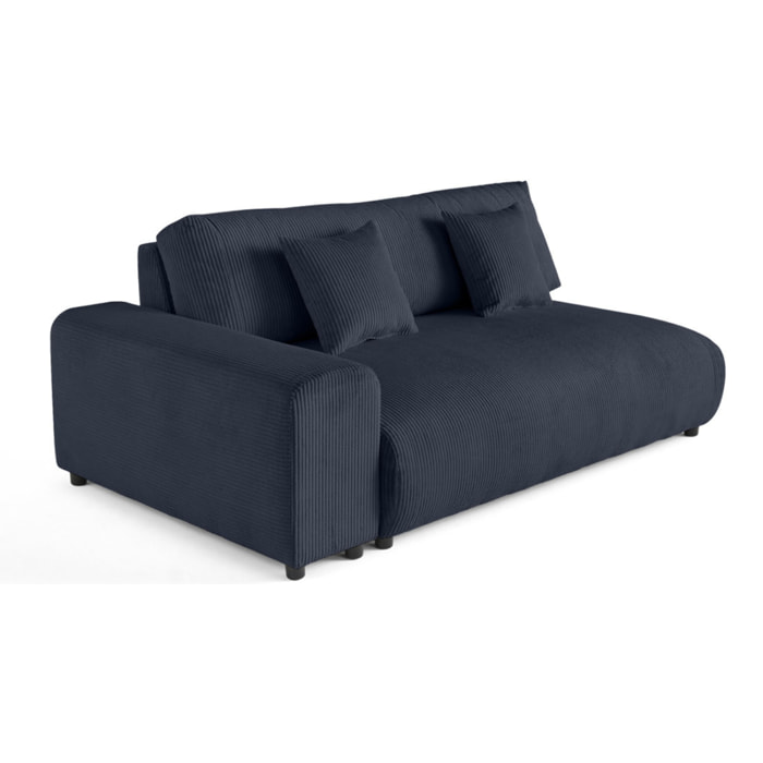 Garance - module d'assise 3 places avec accoudoir gauche - en velours côtelé - Bleu nuit