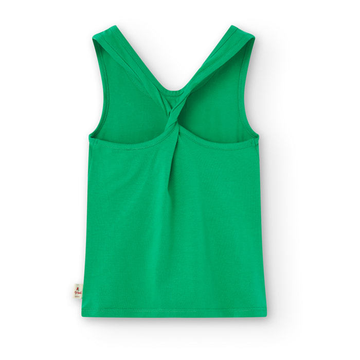Camiseta de tirantes niña estampada, cuello redondo, verde