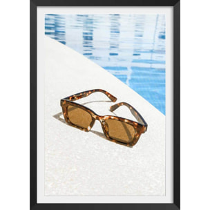 Poster lunette au bord de l'eau Affiche + cadre en bois - Noir