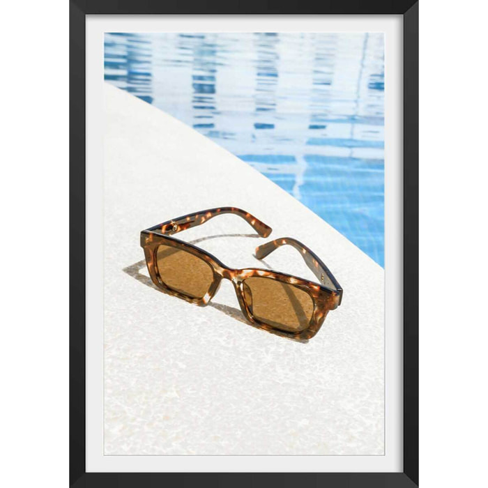 Poster lunette au bord de l'eau Affiche + cadre en bois - Noir