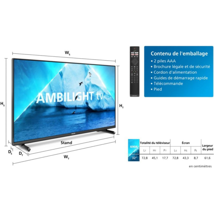 TV LED PHILIPS 32PFS6908 Ambilight