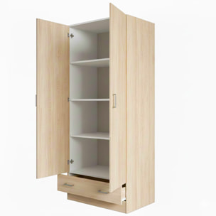 Armadio Con 2 Ante E 1 Cassetto Multiuso Armadietto Design Moderno Salvaspazio Con Ripiani Interni E Vano Contenitore 79.4 x 35.7 x 170.4 Cm Rovere