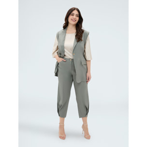 Fiorella Rubino - Pantaloni Balloon in misto lino - Verde militare