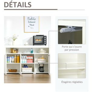 HOMCOM Buffet LED - meuble de rangement LED - 3 placards avec étagère et grande niche - panneaux particules MDF blanc laqué