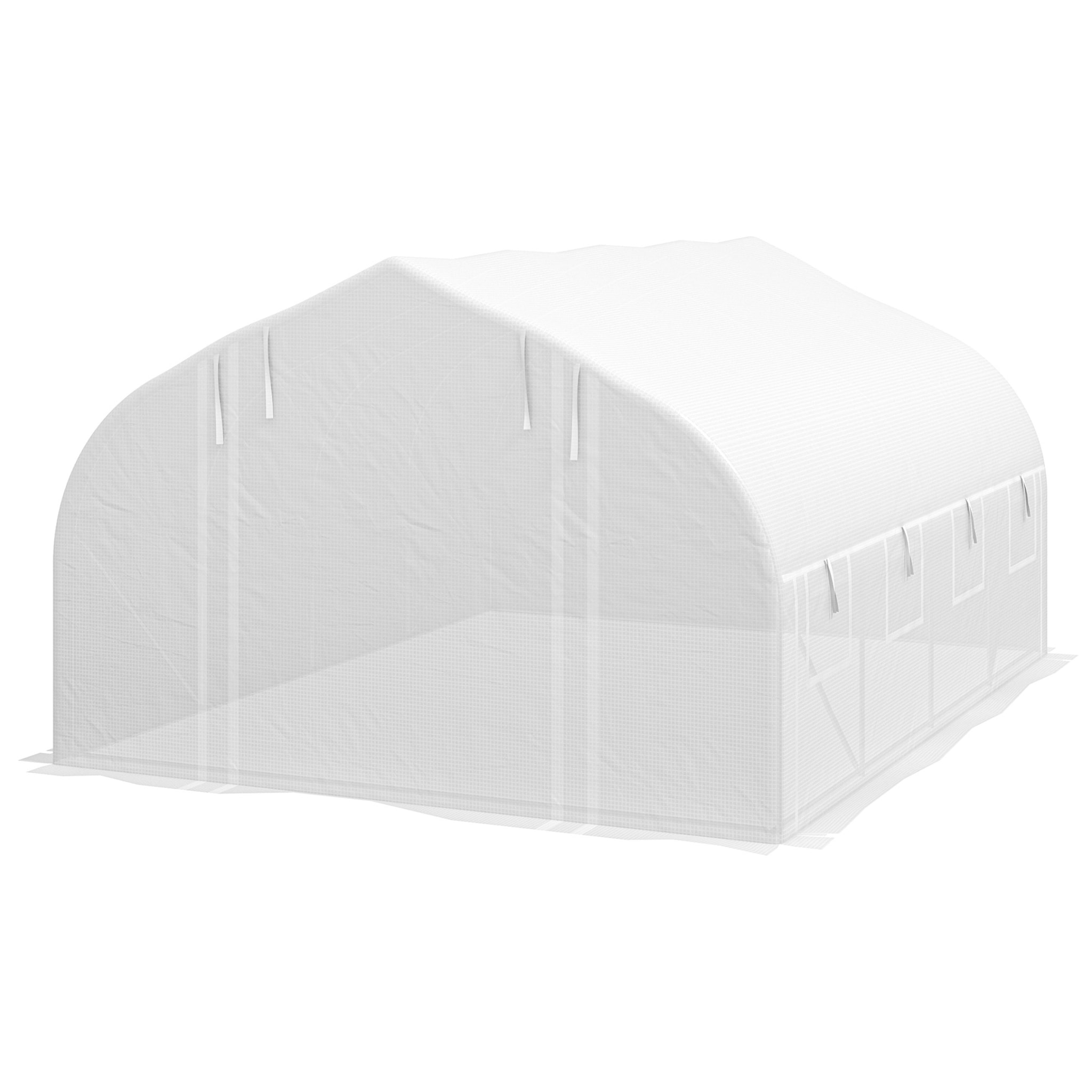 Serre tunnel de jardin 12 m² bâche PE haute densité 140 g/m² blanc