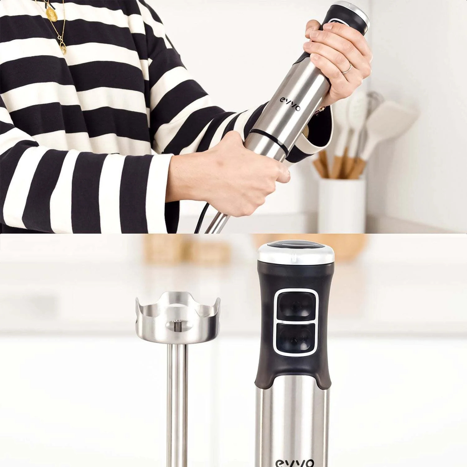 Batidora EVVO Tasty Mix, 1000W, 15000RPM, múltiples accesorios