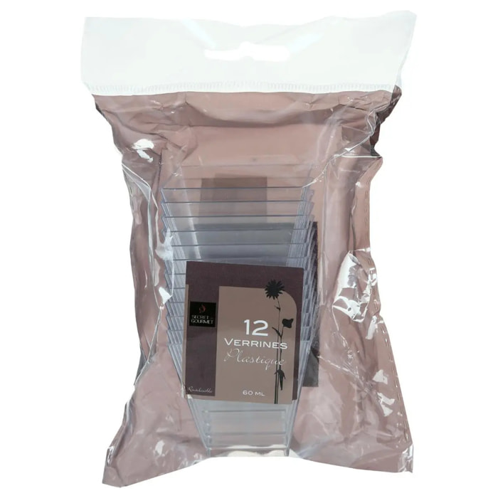 12 verrines carrées plastique
