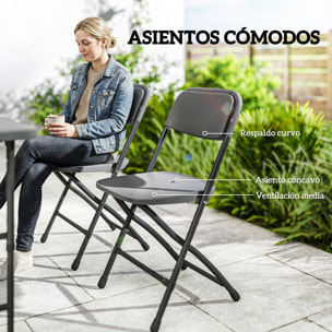 Conjunto de Mesa y Sillas Jardín de 5 Piezas, Muebles de Jardín Exterior con Mesa Plegable Ajustable de 55 a 74 cm, 4 Sillas Plegables y Encimera de HDPE, para Terraza Patio, Gris Oscuro