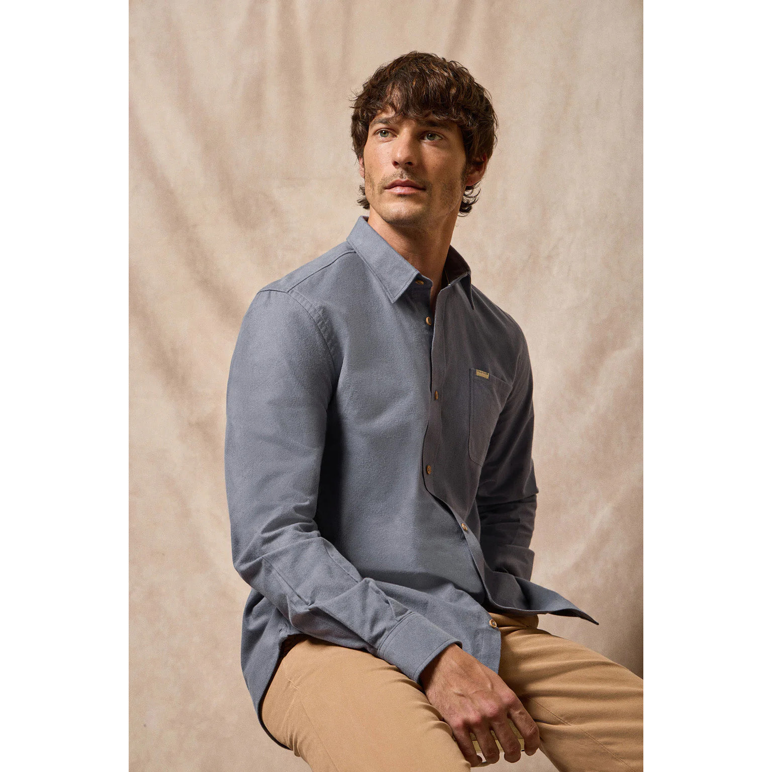 Camicia Oxford Cambridge blu con taschino e particolari Polo Club