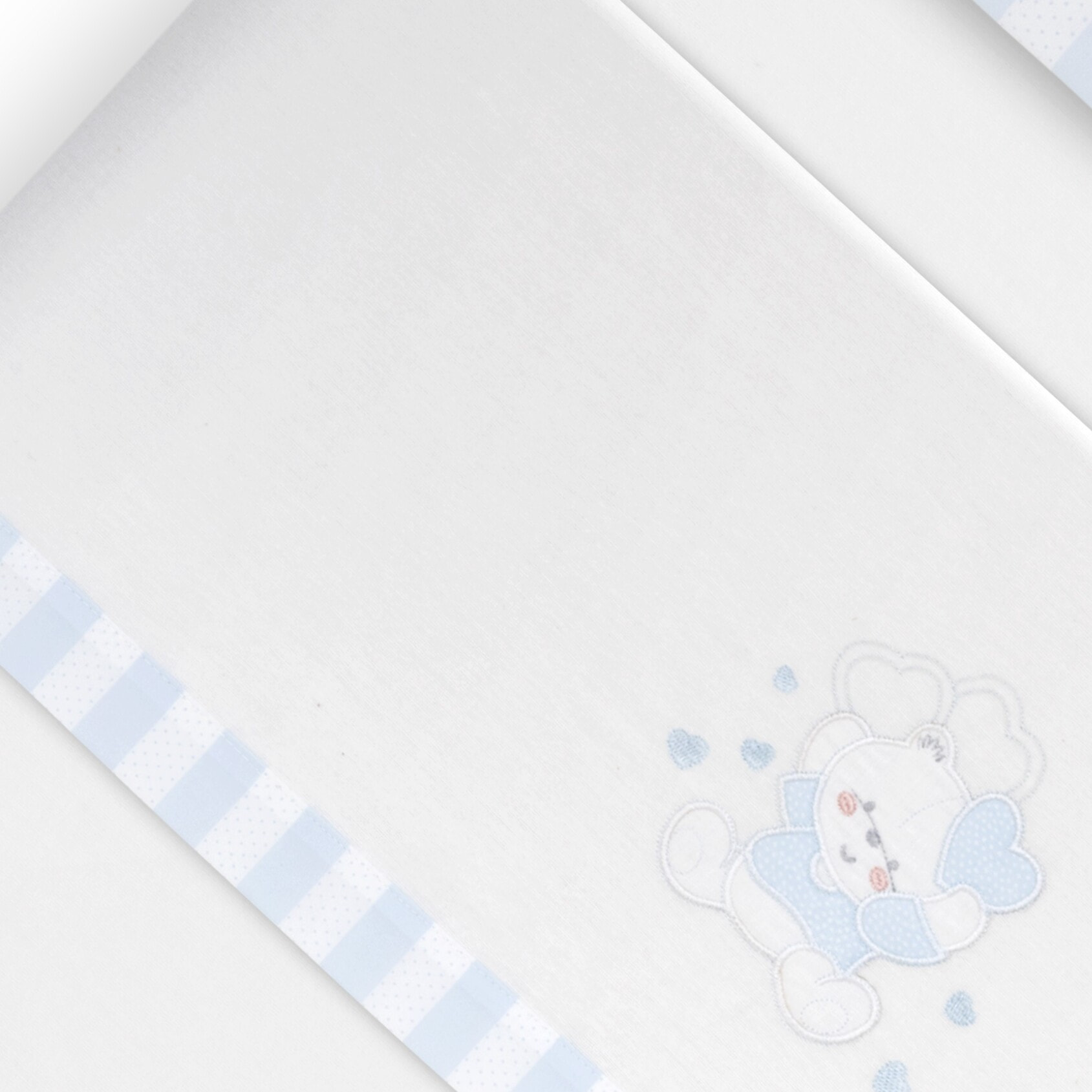 Triptico Coche Franela D. Algodon Oso Corazones Bco/Azul
