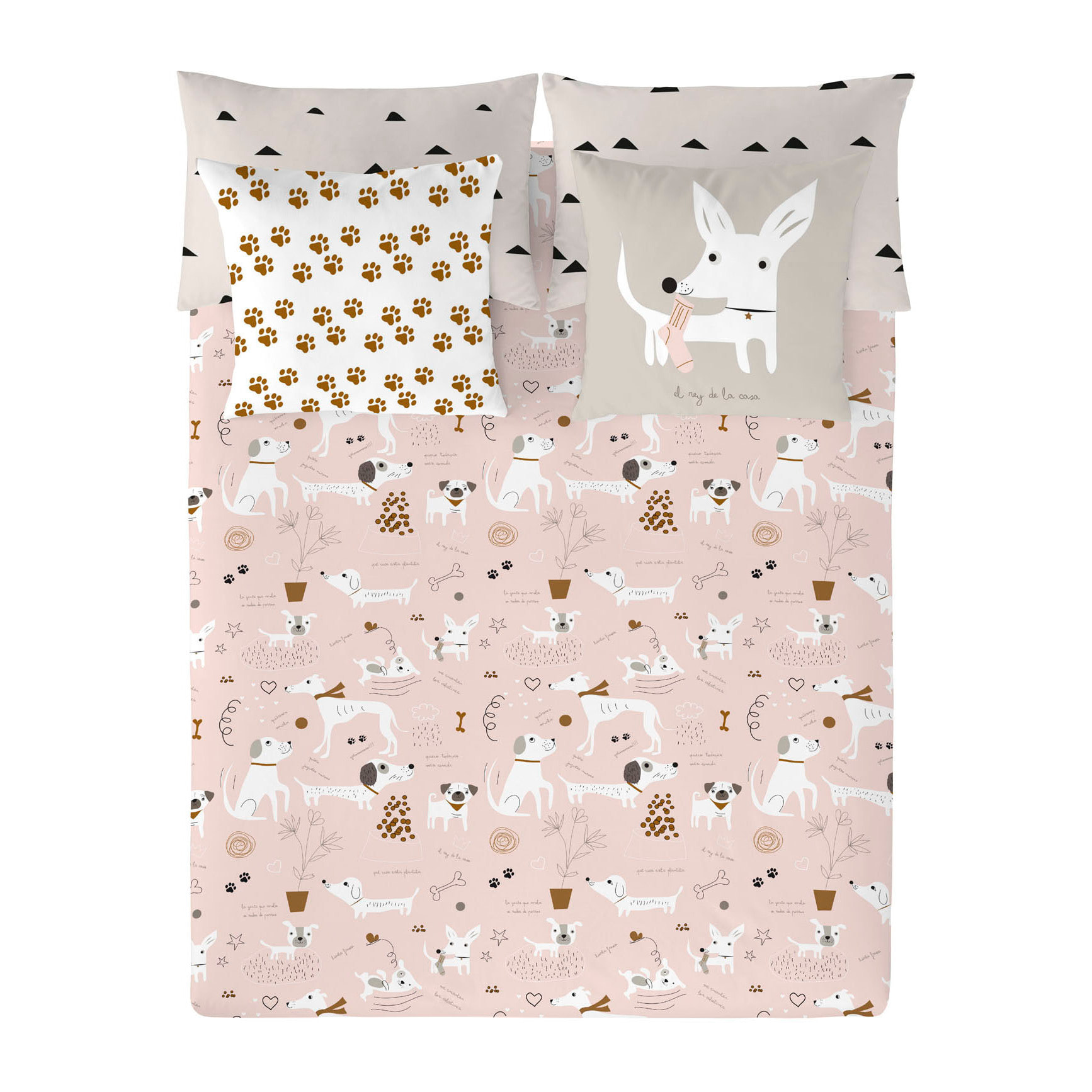 Panzup - Funda Nórdica Estampada - Reversible - Cierre Solapa - 100% Algodón - Incluye 1/2 Fundas de Almohada - Perros 4