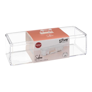 Boîte à cotons 3 compartiments Transparent Selena