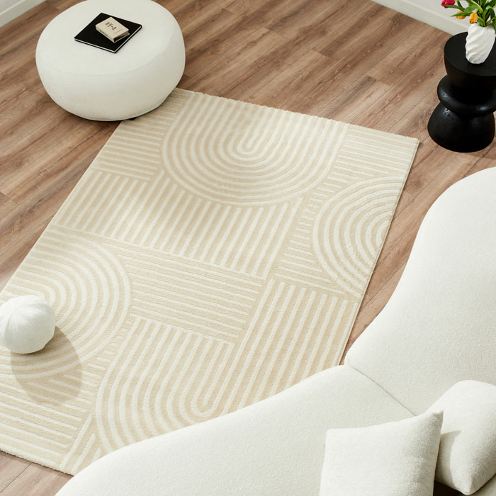 BIANCA - Tapis motif en relief crème