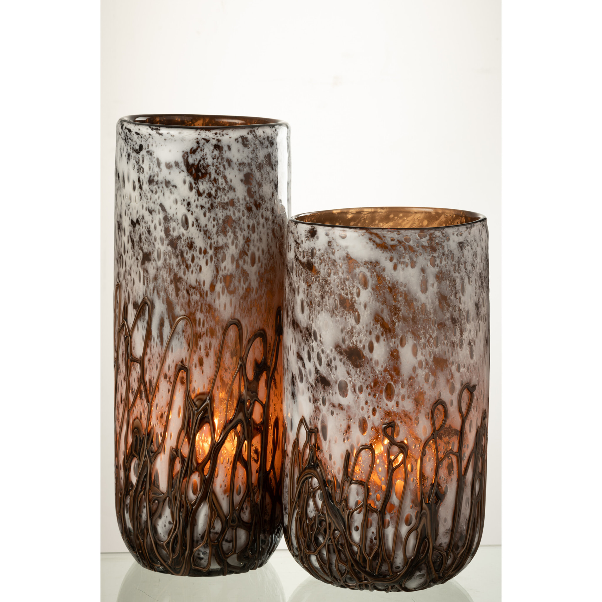 J-Line Vase/Chandelier Petra Verre Marron/Blanc Large