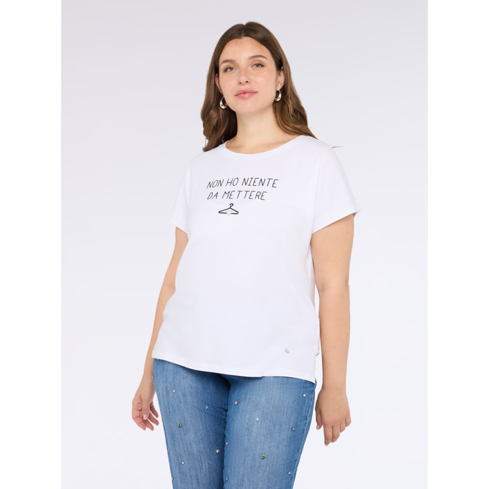 Fiorella Rubino - Camiseta de punto jersey con frase divertida - Blanco