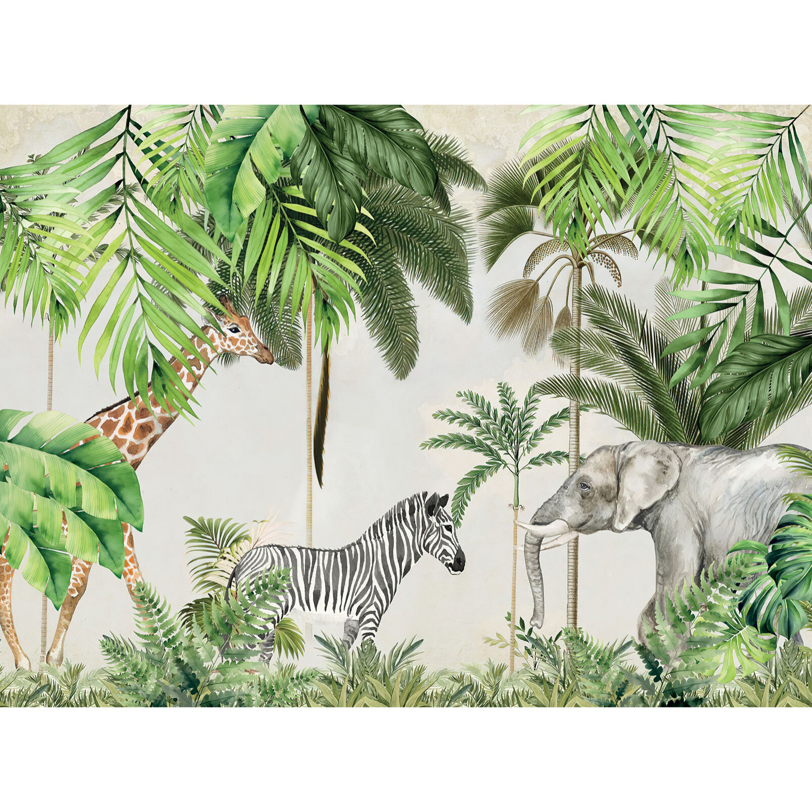 Papier peint enfant animaux de la jungle Intissé