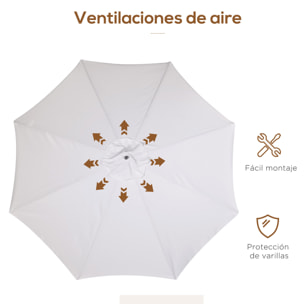Sombrilla de Jardín Ø325x250 cm con Sistema de Polea Techo de Ventilación Beige