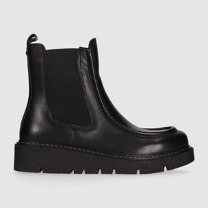 Botines de Piel - Negro - Tacón: Bajo