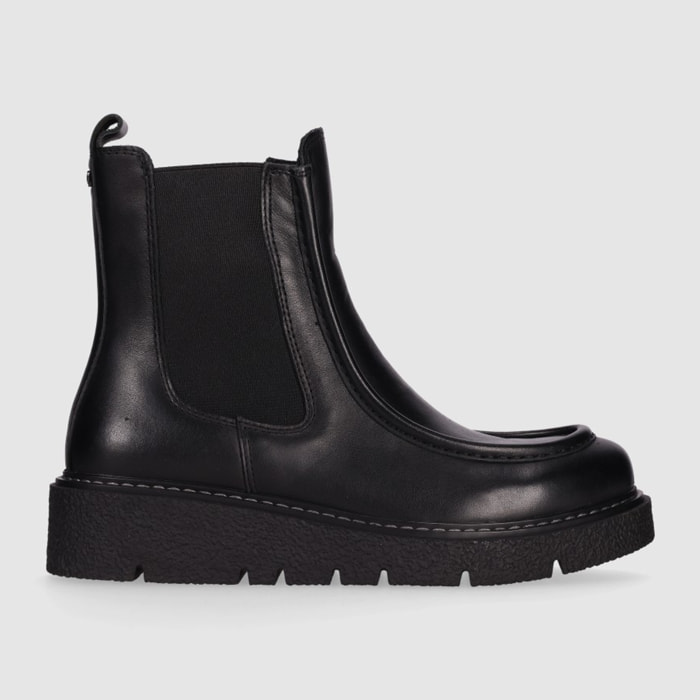 Botines de Piel - Negro - Tacón: Bajo