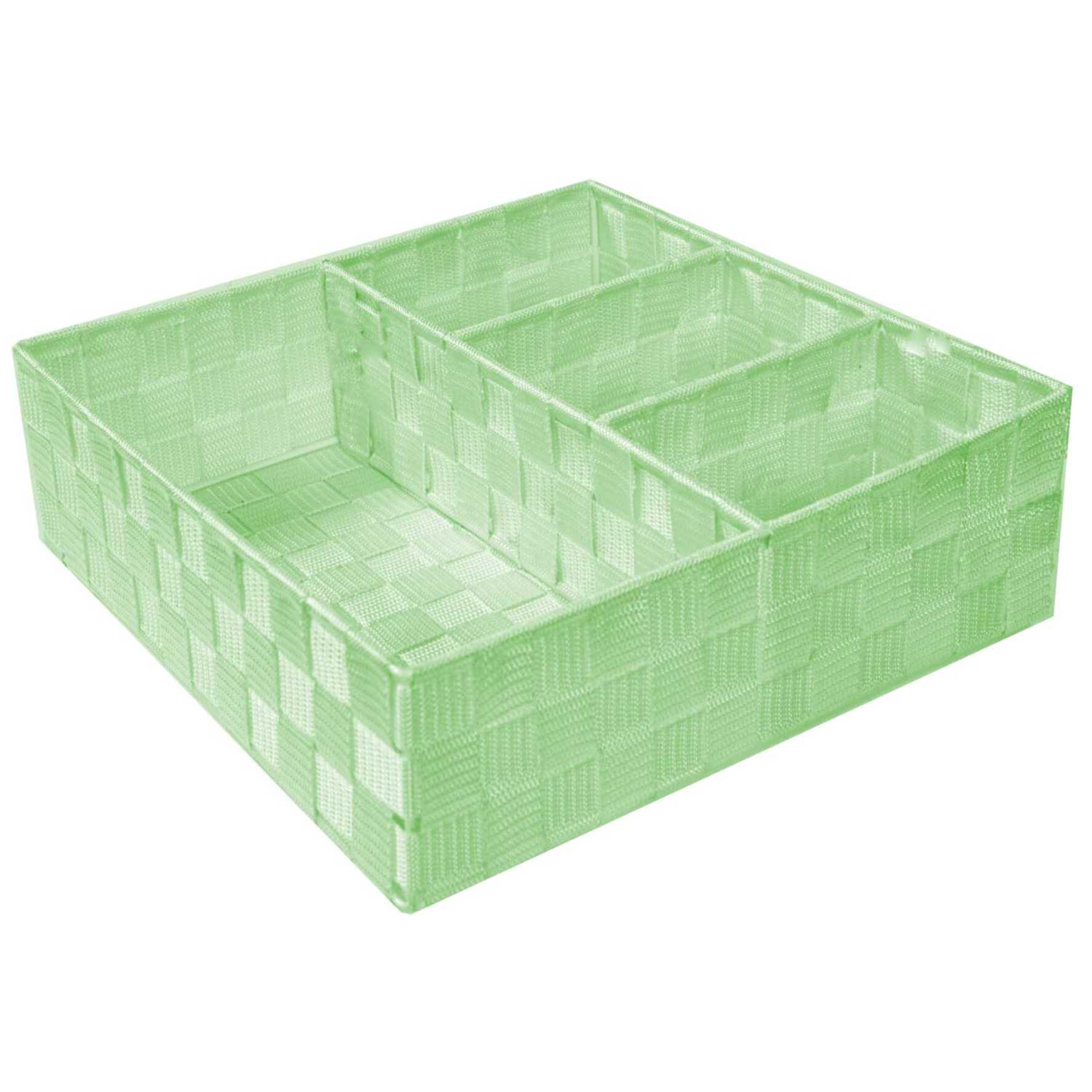 Cassetto in poliestere verde chiaro quadrato cm32x32h10