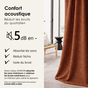 Rideau thermique phonique et semi occultant KONFOR - Marron Clair
