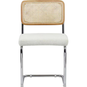 Lot de 2 chaises en cannage et tissu bouclé - MUSE