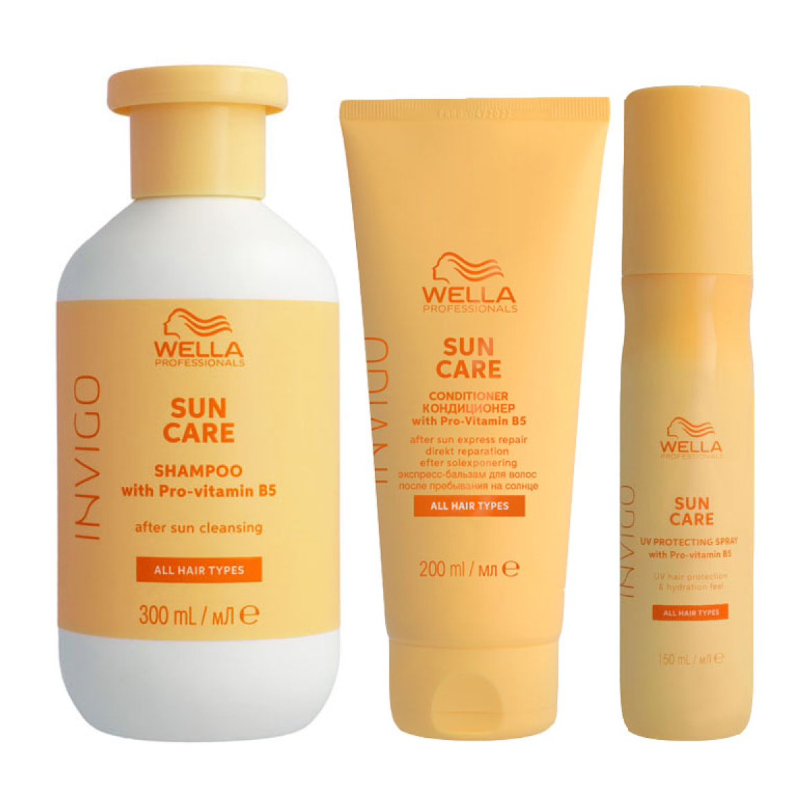 WELLA Kit Invigo Sun Shampoo 300ml + Conditioner 200ml + Spray Protezione UV 150ml