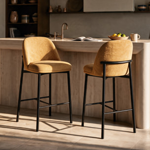 Lot de 2 chaises pour îlot central 67 cm en tissu jaune moutarde - Noah
