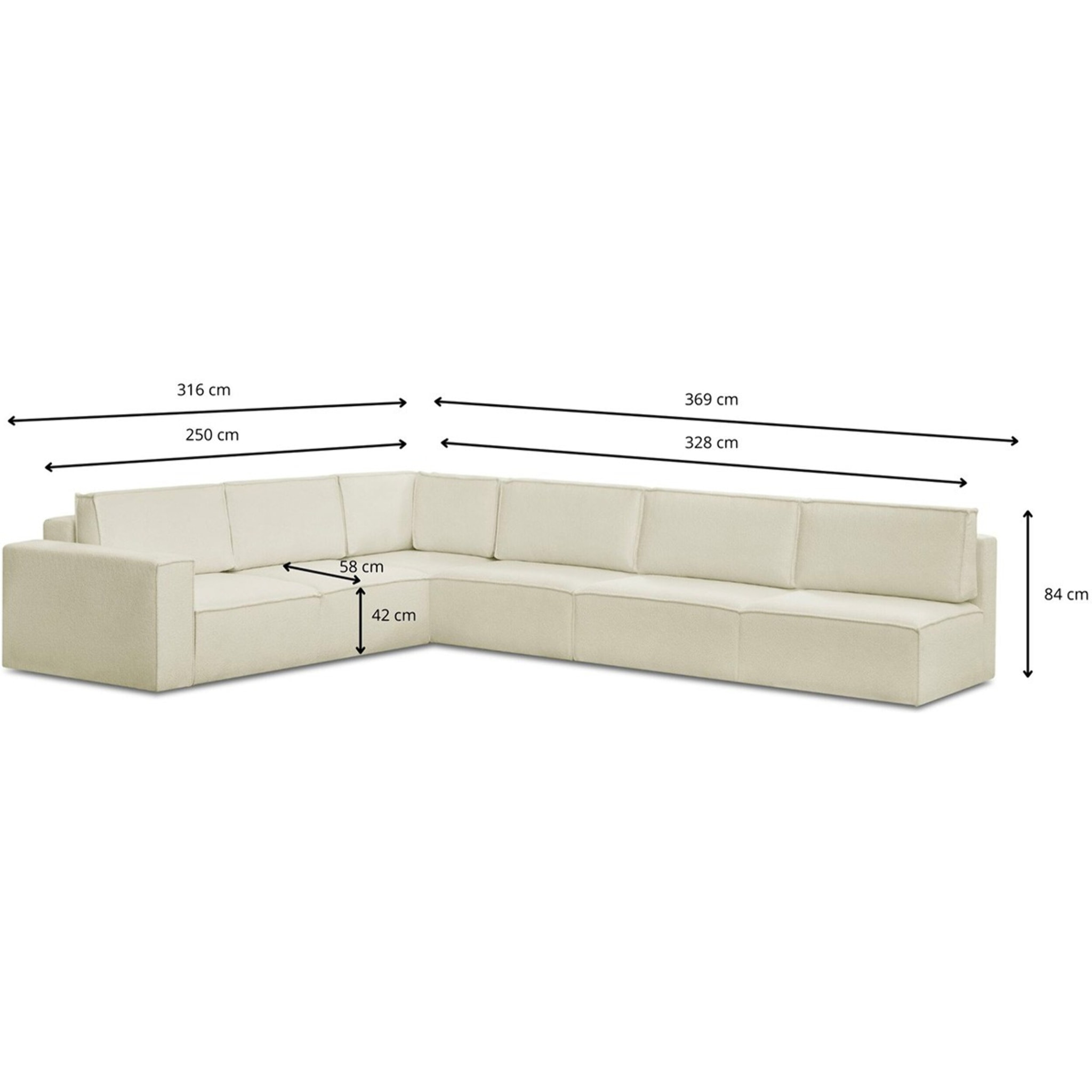 Canapé d'angle droit convertible 10 places en tissu bouclé - HARPER MOD