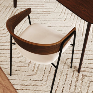 Lot de 2 chaises en velours blanc cassé et bois de noyer - Esmée