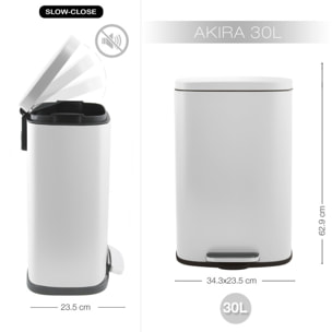 Poubelle à pédale de cuisine Acier AKIRA 30L Blanc mat Spirella