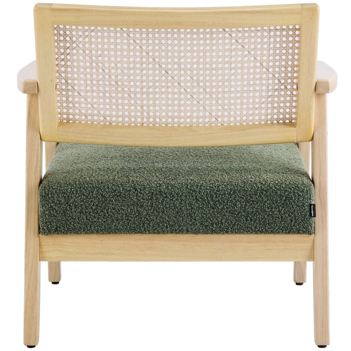 Fauteuil en tissu bouclé et cannage - TIM