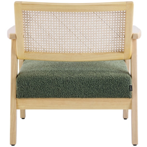 Fauteuil en tissu bouclé et cannage - TIM