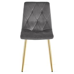 Sedia Libra in velluto grigio scuro con gambe dorate