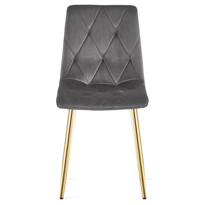 Sedia Libra in velluto grigio scuro con gambe dorate