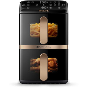 Friteuse sans huile PHILIPS NA462/70 Friteuse sans huile Vertical Duo Noir/Cuivre, Série 4000 10L (5+5L)