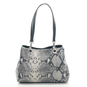 Borsa Donna in vera pelle Made in Italy colore Grigio dimensioni cm 30x27x12